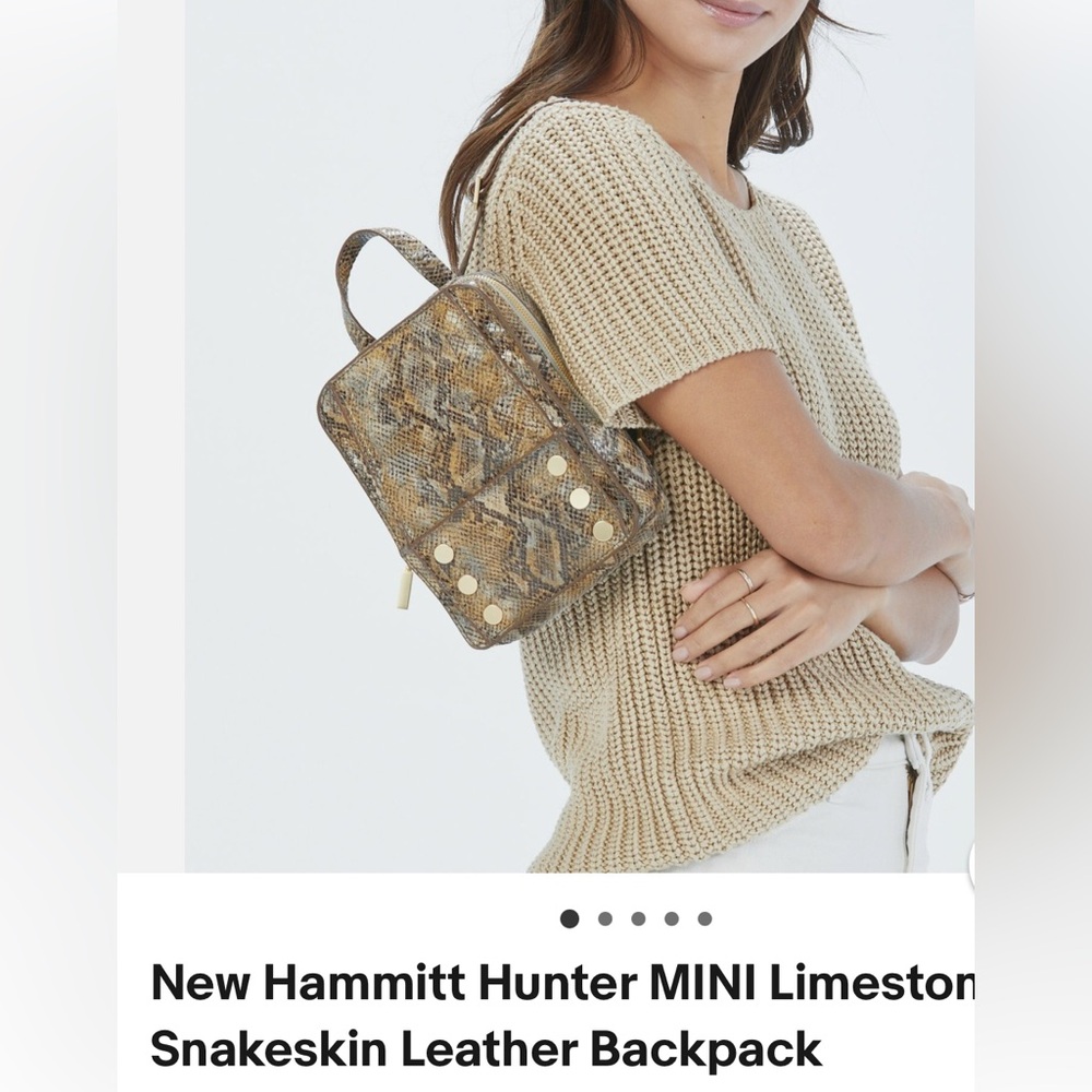 NWOT Hammitt Hunter Mini Limestone Leather Snakeskin Backpack flawless condition